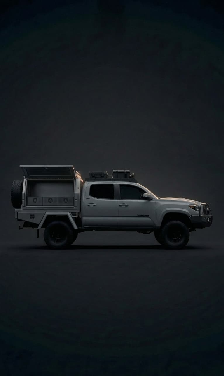 Tacoma with canopy and roof rack gear